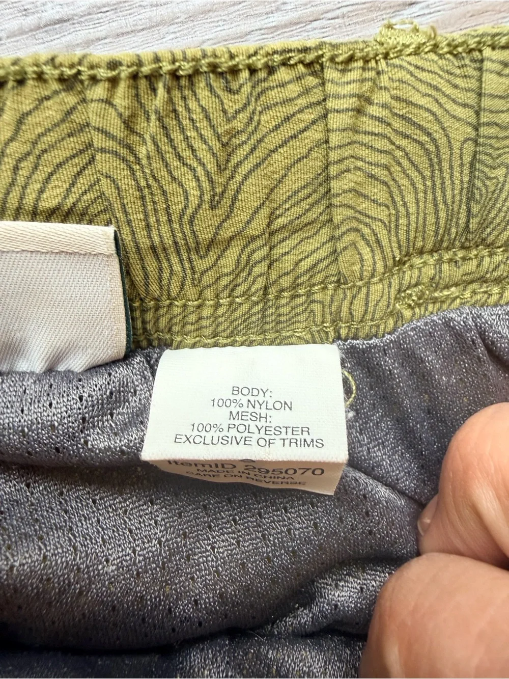 L.L. Bean Olive Green Topographic Print Hybrid Shorts